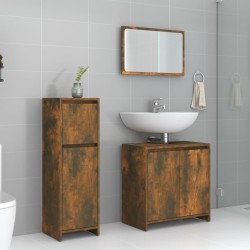 Ensemble de meubles de salle de bain 3 pcs Chêne fumé 