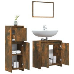 Ensemble de meubles de salle de bain 3 pcs Chêne fumé 