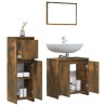 Ensemble de meubles de salle de bain 3 pcs Chêne fumé 