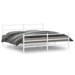 Cadre de lit métal sans matelas et pied de lit blanc 180x200 cm 