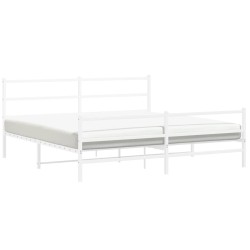 Cadre de lit métal sans matelas et pied de lit blanc 180x200 cm 