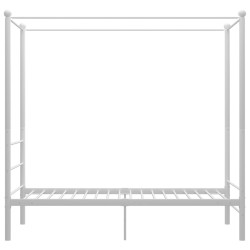 Cadre de lit à baldaquin sans matelas blanc métal 100x200 cm 
