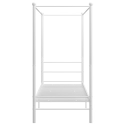 Cadre de lit à baldaquin sans matelas blanc métal 100x200 cm 