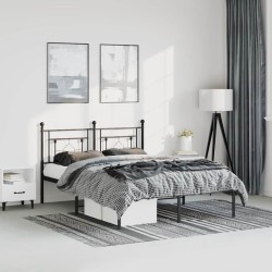 Cadre de lit métal sans matelas avec tête de lit noir 150x200cm 