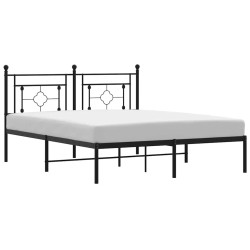 Cadre de lit métal sans matelas avec tête de lit noir 150x200cm 