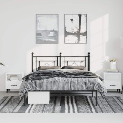 Cadre de lit métal sans matelas avec tête de lit noir 150x200cm 