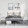 Cadre de lit métal sans matelas avec tête de lit noir 150x200cm 