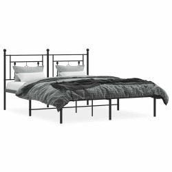 Cadre de lit métal sans matelas avec tête de lit noir 150x200cm 