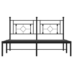Cadre de lit métal sans matelas avec tête de lit noir 150x200cm 