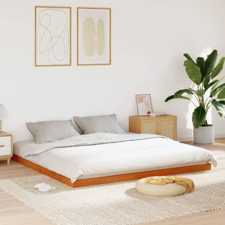 Cadre de lit sans matelas cire marron 180x200cm bois pin massif 