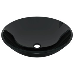 Lavabo de bain avec robinet et drain à poussoir Verre trempé 