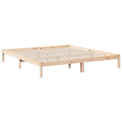 Cadre de lit extra long sans matelas 180x220 cm bois massif pin 