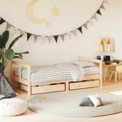 Cadre de lit pour enfant et tiroirs 80x160cm bois de pin massif 