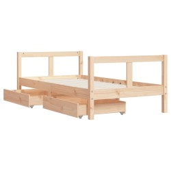 Cadre de lit pour enfant et tiroirs 80x160cm bois de pin massif 