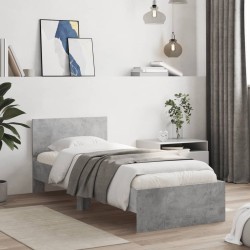 Cadre de lit sans matelas avec tête de lit gris béton 90x190 cm 
