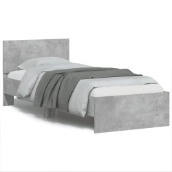 Cadre de lit sans matelas avec tête de lit gris béton 90x190 cm 