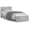 Cadre de lit sans matelas avec tête de lit gris béton 90x190 cm 