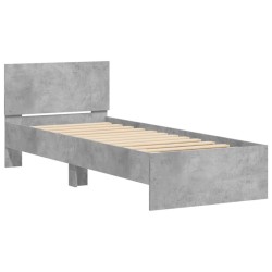 Cadre de lit sans matelas avec tête de lit gris béton 90x190 cm 