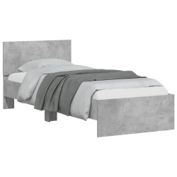 Cadre de lit sans matelas avec tête de lit gris béton 90x190 cm 