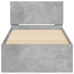 Cadre de lit sans matelas avec tête de lit gris béton 90x190 cm 