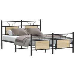 Cadre de lit sans matelas chêne sonoma 137x190 cm 