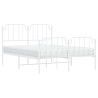 Cadre de lit métal sans matelas et pied de lit blanc 150x200 cm 