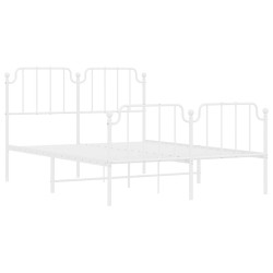 Cadre de lit métal sans matelas et pied de lit blanc 150x200 cm 