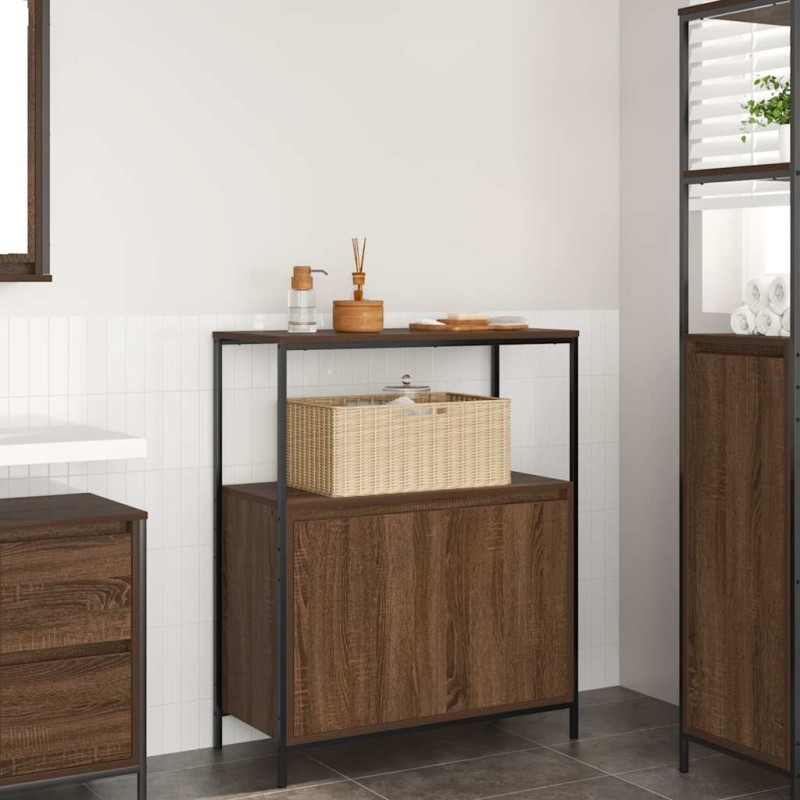 Meuble de salle de bain avec étagères chêne marron 76,5x35x95cm 