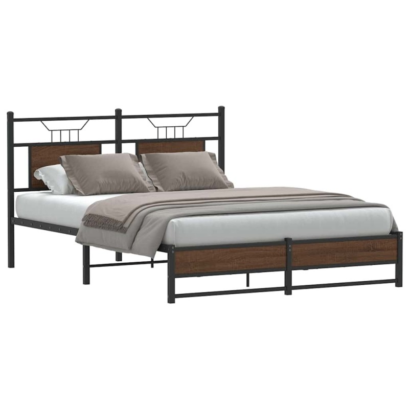 Cadre de lit sans matelas chêne marron 137x190 cm 