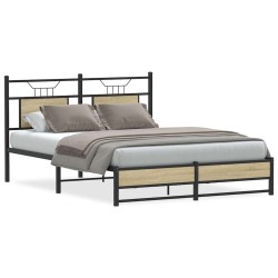 Cadre de lit sans matelas chêne sonoma 137x190 cm 
