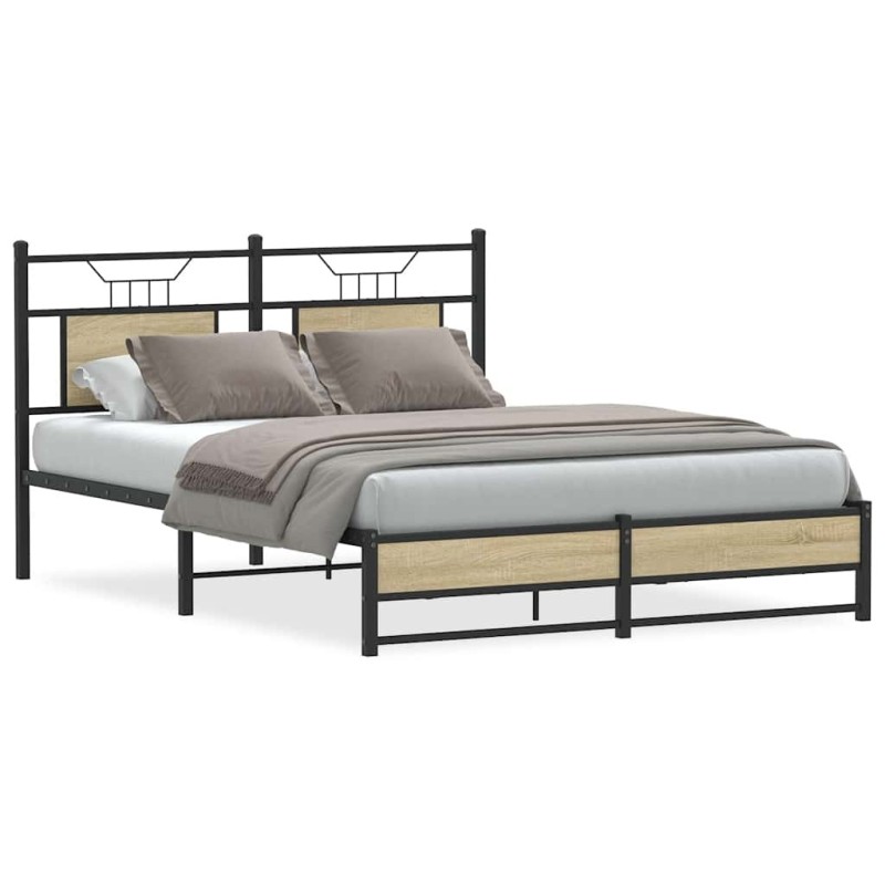 Cadre de lit sans matelas chêne sonoma 137x190 cm 