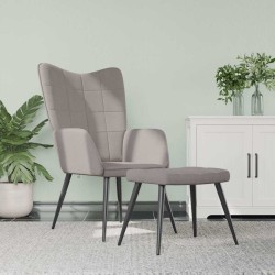 Chaise de relaxation avec tabouret Taupe Tissu 