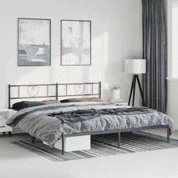 Cadre de lit métal sans matelas avec tête de lit noir 193x203cm 