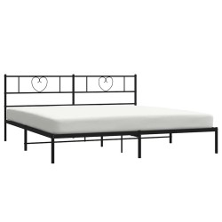 Cadre de lit métal sans matelas avec tête de lit noir 193x203cm 