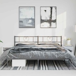 Cadre de lit métal sans matelas avec tête de lit noir 193x203cm 