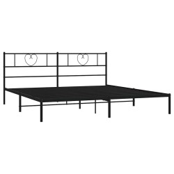 Cadre de lit métal sans matelas avec tête de lit noir 193x203cm 