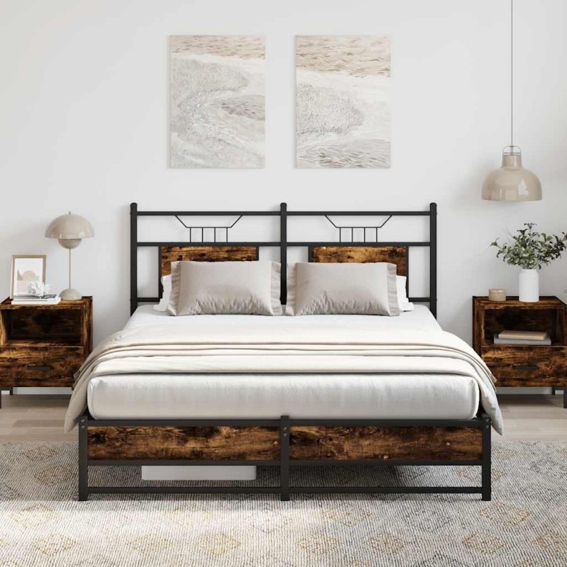 Cadre de lit sans matelas chêne fumé 137x190 cm bois ingénierie 