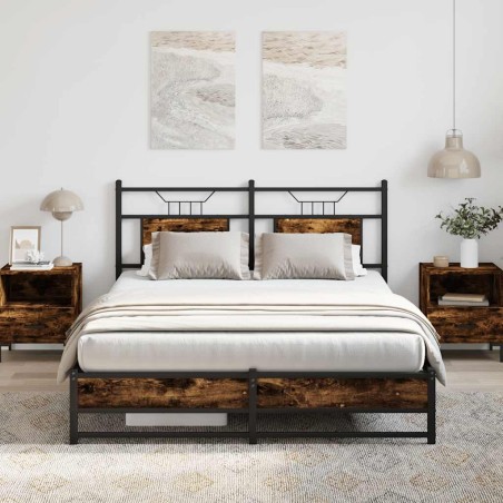 Cadre de lit sans matelas chêne fumé 137x190 cm bois ingénierie 