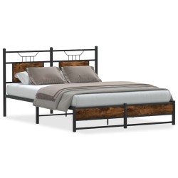 Cadre de lit sans matelas chêne fumé 137x190 cm bois ingénierie 