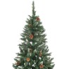 Sapin de Noël avec pommes de pin et paillettes blanches 210 cm 