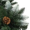 Sapin de Noël avec pommes de pin et paillettes blanches 210 cm 