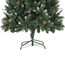 Sapin de Noël avec pommes de pin et paillettes blanches 210 cm 