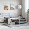 Cadre de lit métal sans matelas et pied de lit blanc 135x190 cm 