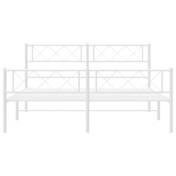 Cadre de lit métal sans matelas et pied de lit blanc 135x190 cm 