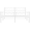 Cadre de lit métal sans matelas et pied de lit blanc 135x190 cm 