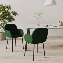 Chaises à manger lot de 2 Vert foncé Velours 