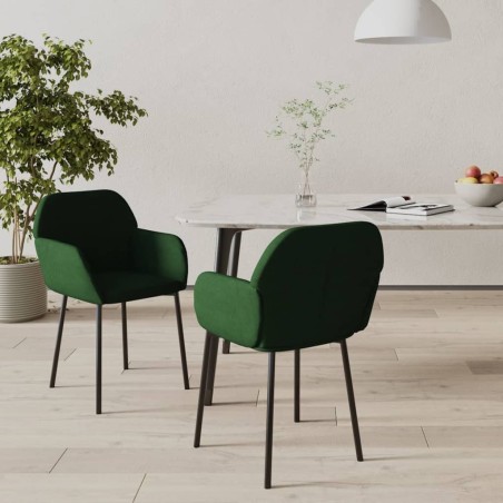 Chaises à manger lot de 2 Vert foncé Velours 