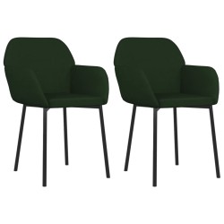 Chaises à manger lot de 2 Vert foncé Velours 