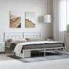 Cadre de lit métal sans matelas et tête de lit blanc 183x213 cm 