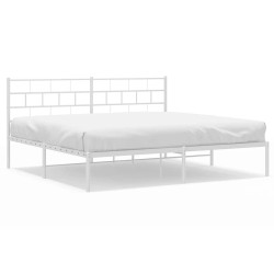 Cadre de lit métal sans matelas et tête de lit blanc 183x213 cm 